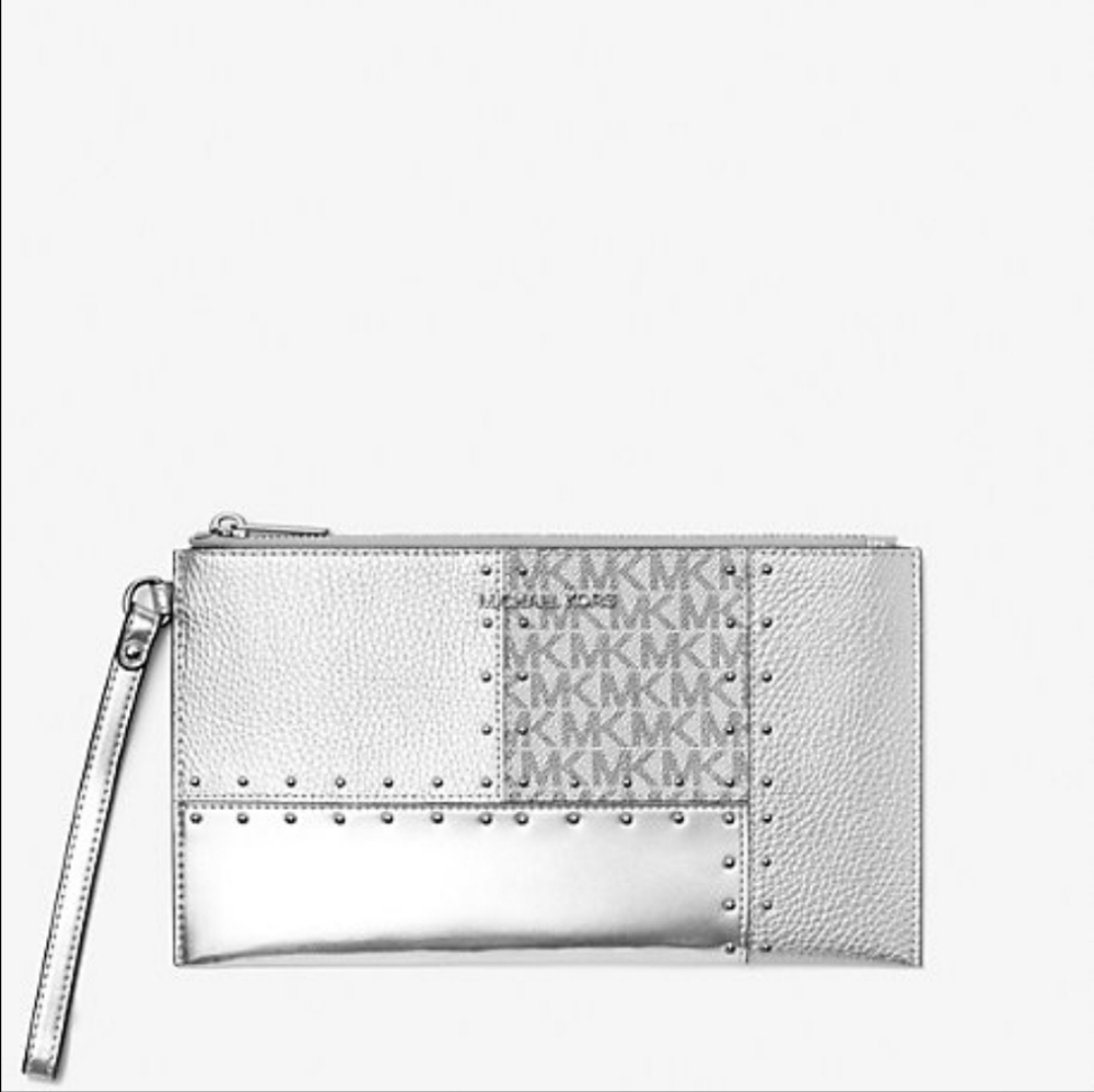 Michael Kors Silver Clutch Wristlet